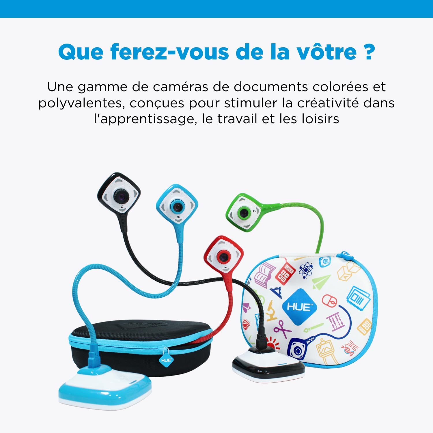 HUE HD Pro Visualiseur de Documents Caméra USB Flexible Visioconférence Noir avec Etui de Transport