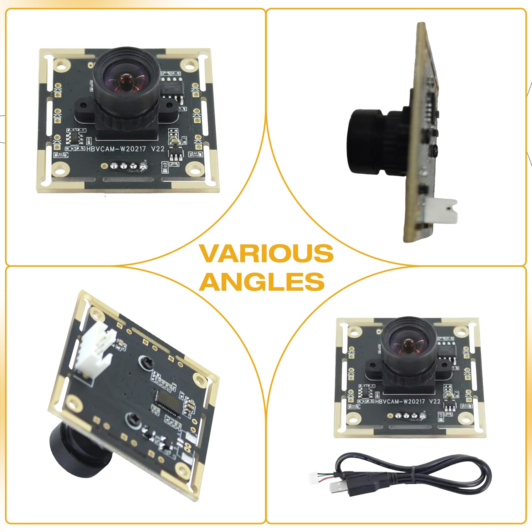 Modulo fotocamera 3 pezzi 100 gradi OV9732, 2 m, 1280 x 720, 30 Fps, per fai da te Autodarts.Io, unità USB gratuita