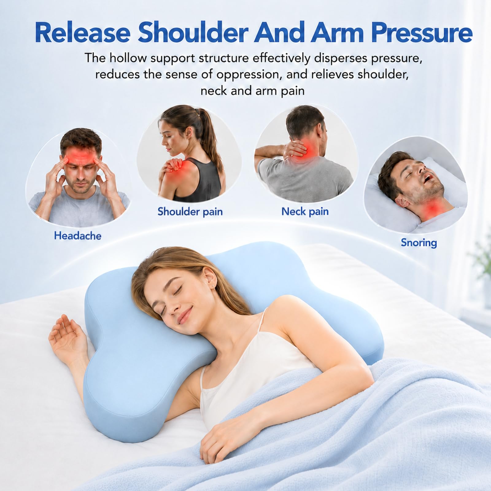 Almohada grande para dormir de lado, almohada ergonómica para dormir de lado con sisa, almohada ortopédica de espuma viscoelástica para cuello y hombros, almohada de seda de hielo, para espalda y
