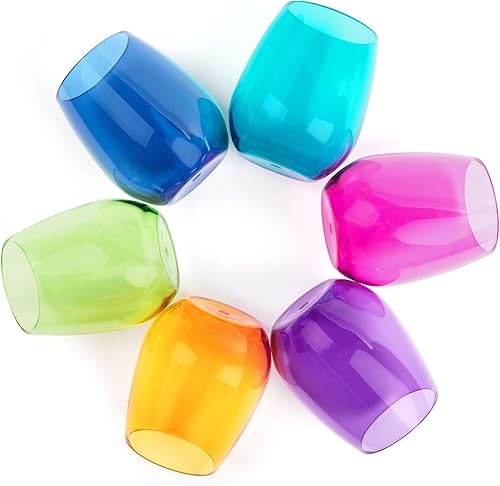 pop design Copas de vino irrompibles sin tallo, juego de 6 copas de vino acrílicas, irrompibles de 16 onzas, elegantes copas de exterior para