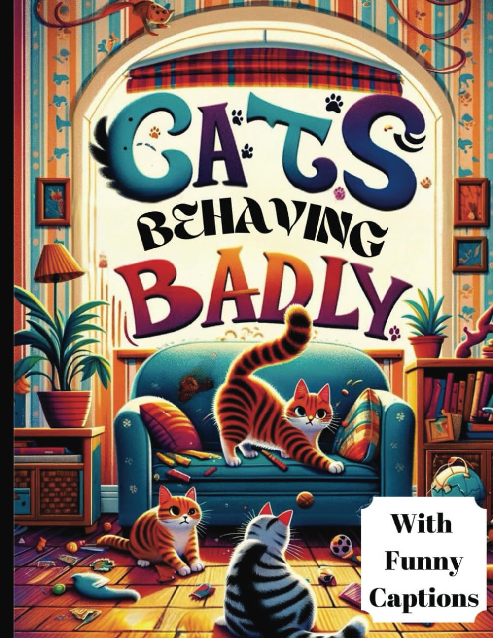 Cats Behaving Badly: Funny Coloring Book For Adults Featuring Hilarious Illustrations of Cats Behaving Badly, Complete with Amusing Captions.