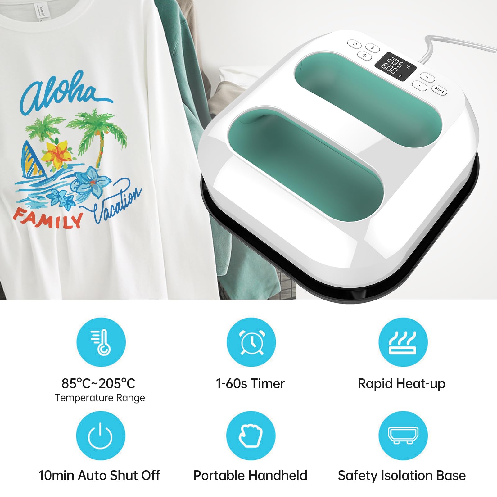 Amazon.co.jp: Tシャツプレス機,ハンドヘルドヒートプレス機 9 インチ