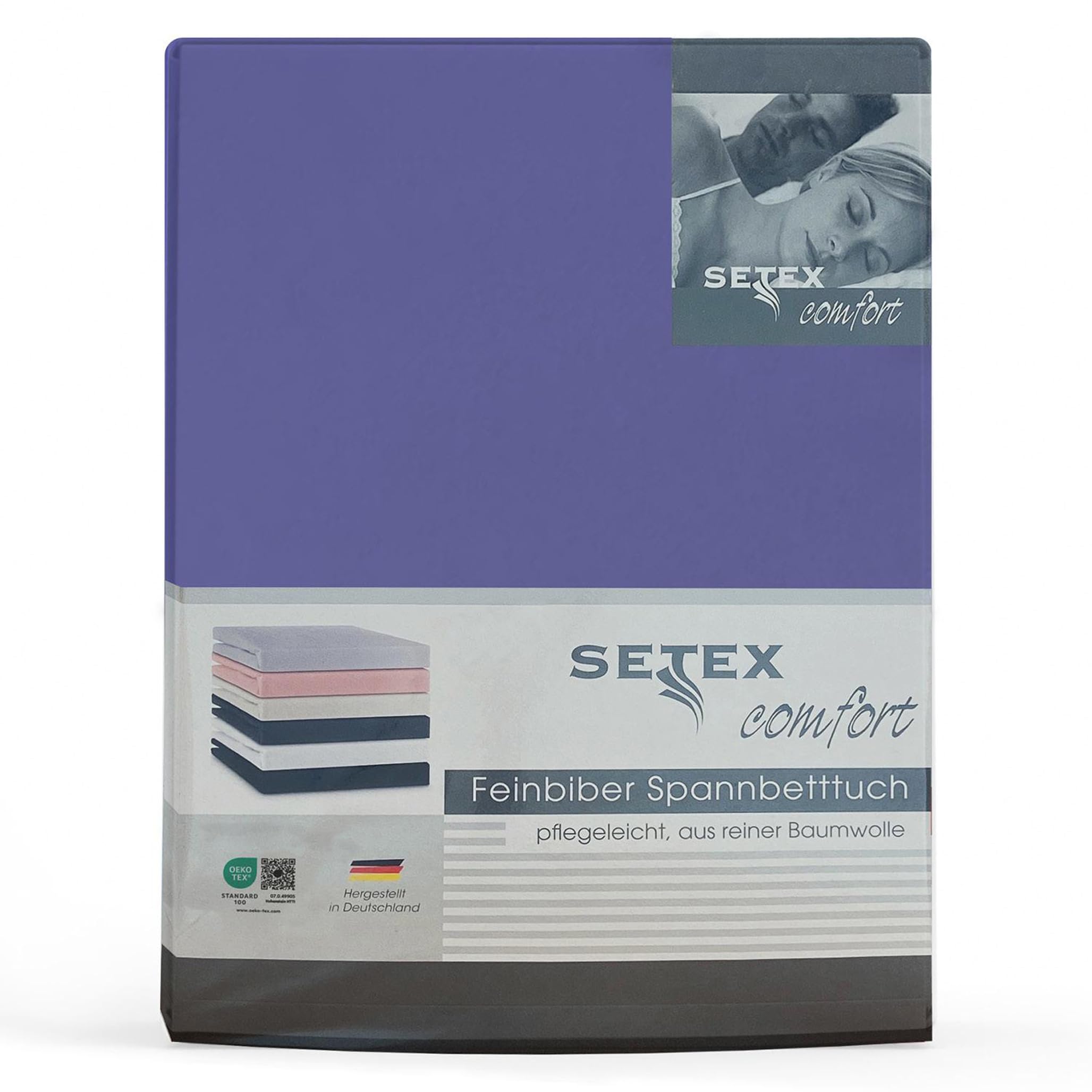 Setex - Feinbiber Bettlaken mit Gummizug kuschelig weich - Biber Spannbettlaken aus 100% Baumwolle mit rundum Spanngummi - Bettwäsche ganzjährig - Betttuch 160x200 cm Very Peri