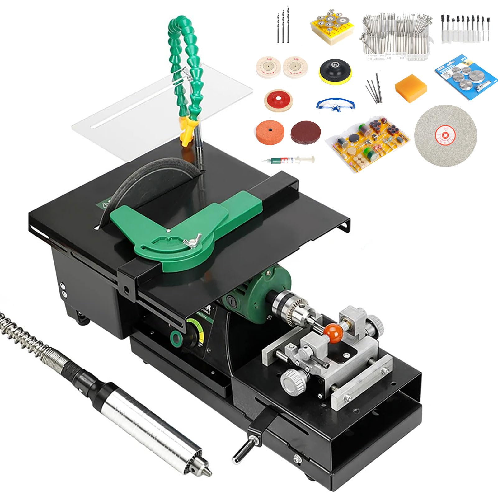 Machine de Polissage lapidaire Rock, polisseuse de Bois pour Bijoux, Mini scie de Table 800-12 000 TR/Min avec Vitesse réglable, pour la Fabrication de Bijoux