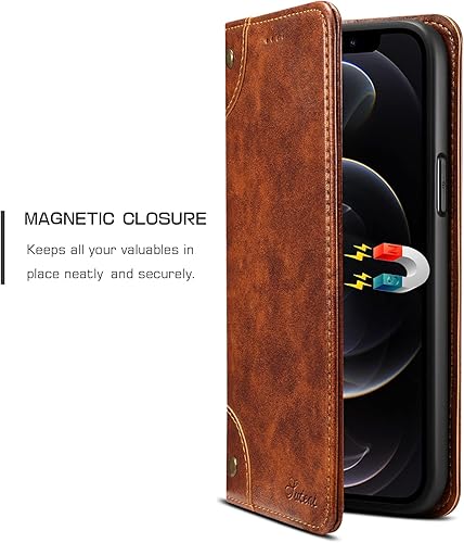 Miniatura 29 de SINIANL Funda de piel compatible con iPhone 13 Pro Max, iPhone 13 Pro Max, con cierre magnético, ranuras para tarjetas, funda para iPhone 13 Pro Max