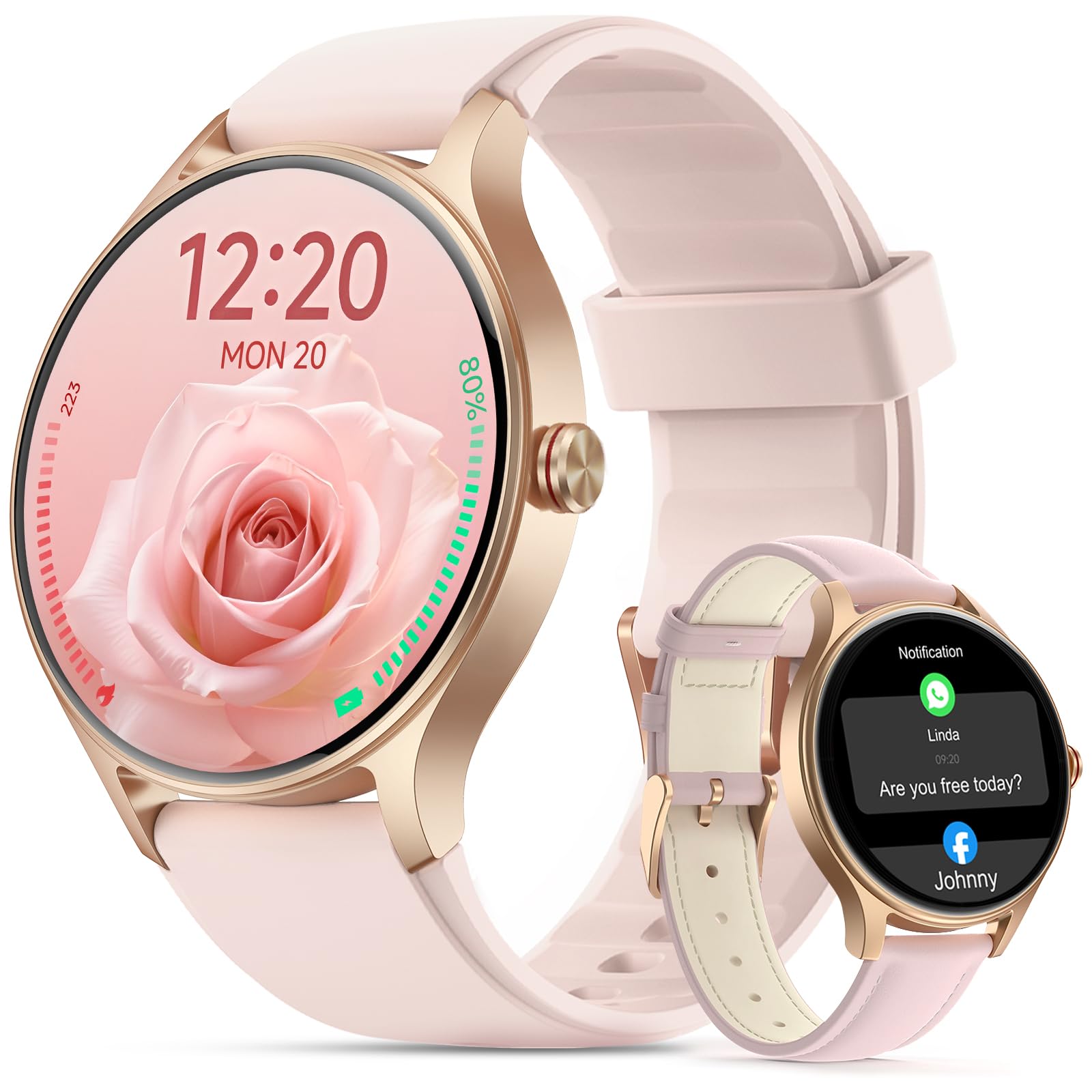 Smart Watch for Women,Android&iPhone Compatible,IP68 Waterproof Fitness Watch with Heart…