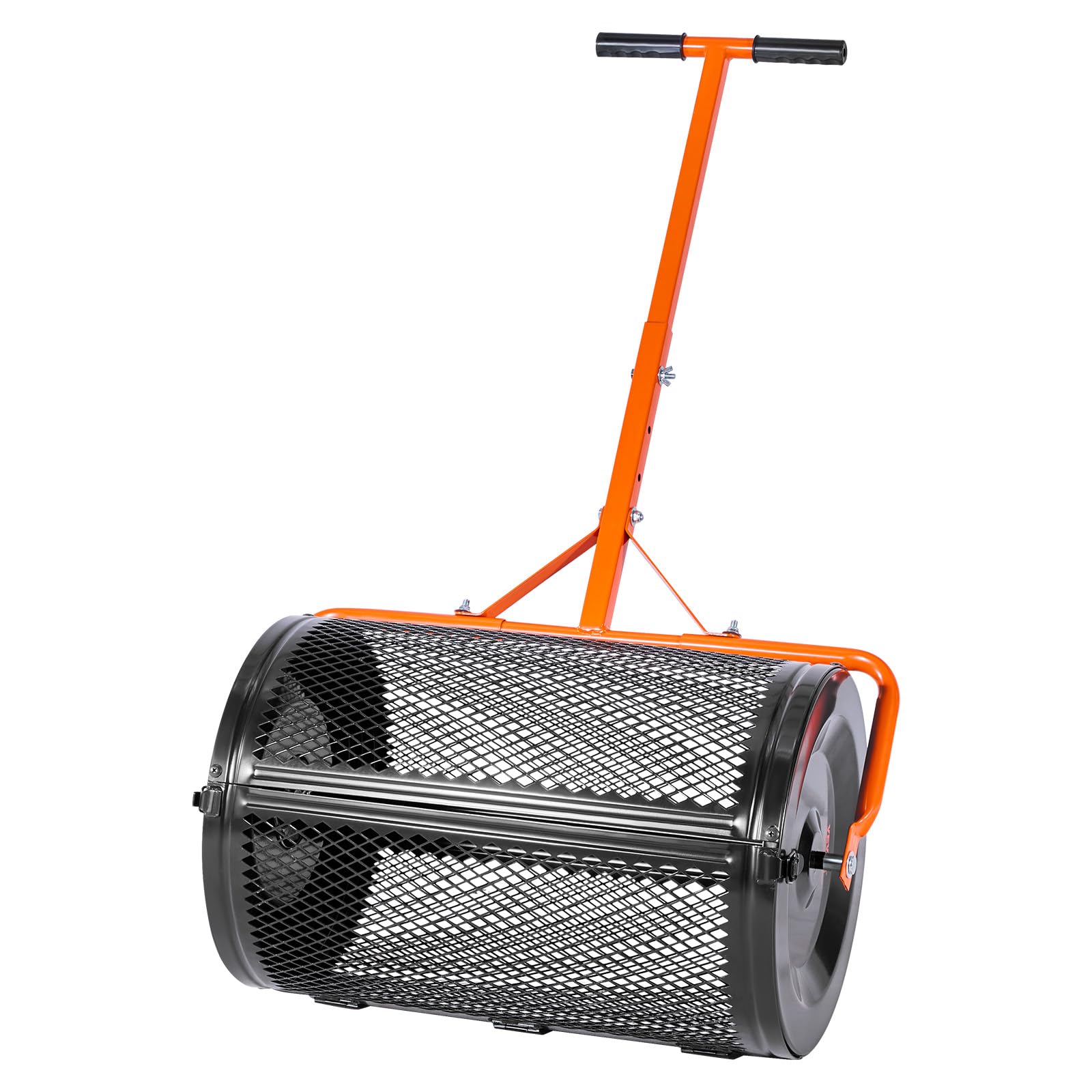 VEVOR Spandiconcime a Rullo, Spandiconcime per Torba 67 x 41 cm con Manico a T, Rullo per Torba da Giardino in Acciaio Verniciato Regolabile in 3 Altezze, per Semi di Erba per Piantare e Seminare