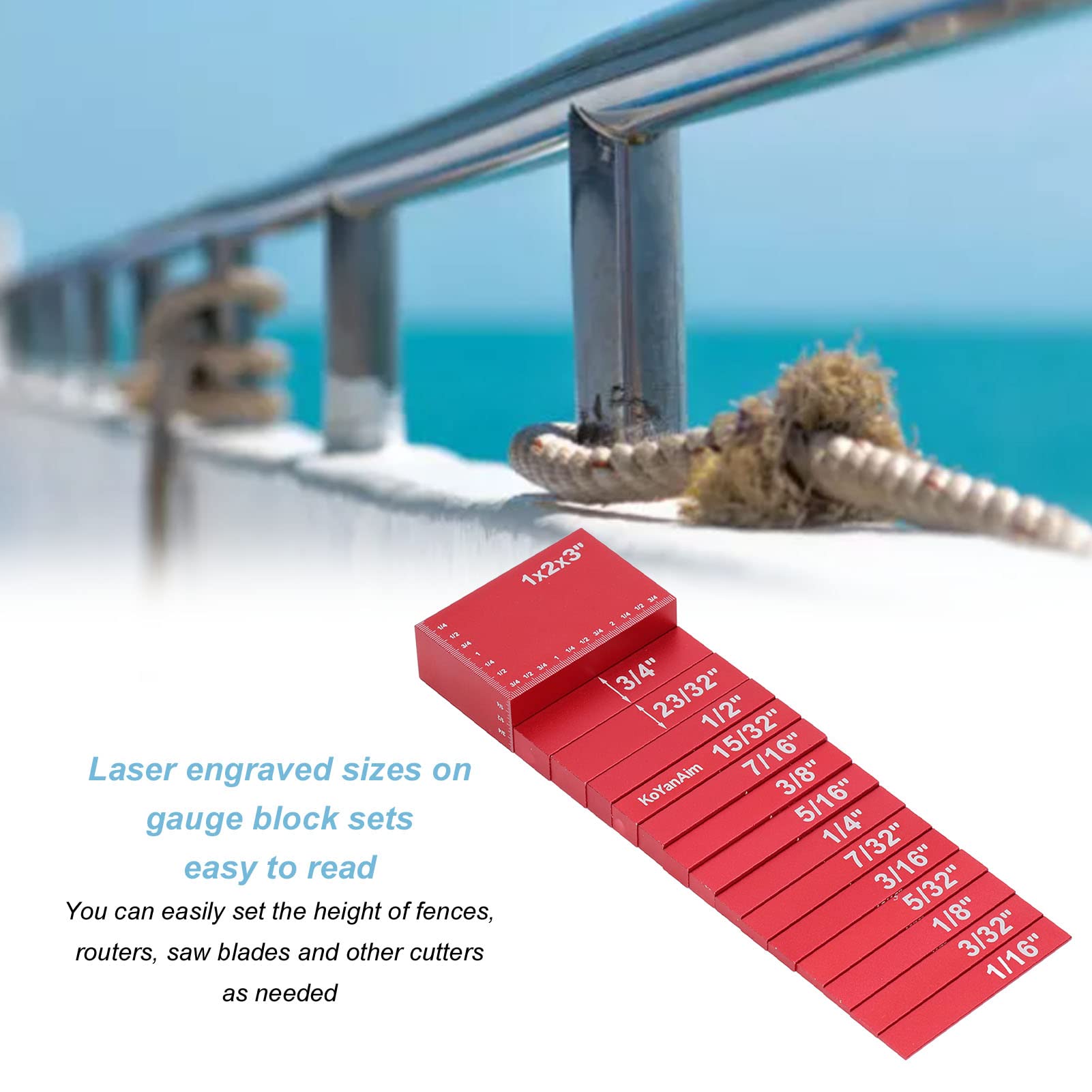 Juego De Reglas Métricas De Altura De 15 Piezas, Bloques De Medida Claramente Grabados, Juego De Reglas De Altura De Aluminio Para Carpinteros (Rosso)
