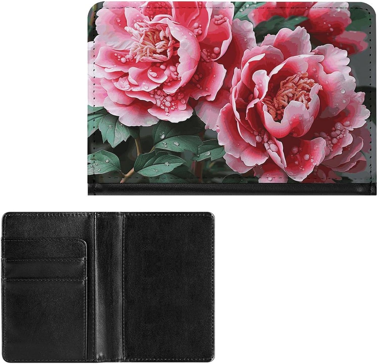 Passport Holder Travel Accessories Beautiful Peony Flower Waterproof Passport Travel Wallet with Card Slots for Women Men