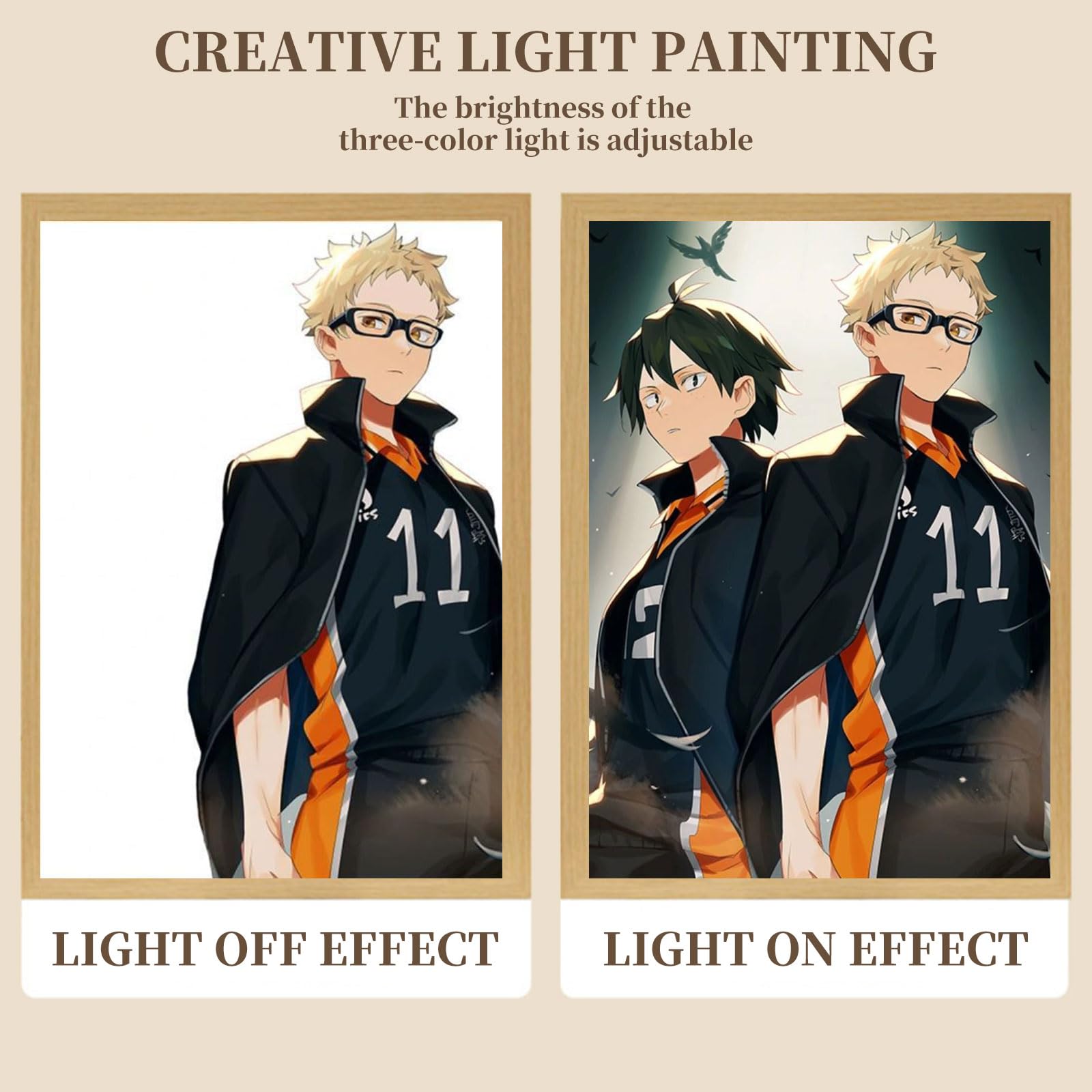 MeYuxg Haikyuu Anime Cornice Illuminata, Scatola LED Anime, Cornici LED Creative, Lampada Giapponese per Soggiorni, Camere da Letto, Caffè e Camerette per Bambini (10)