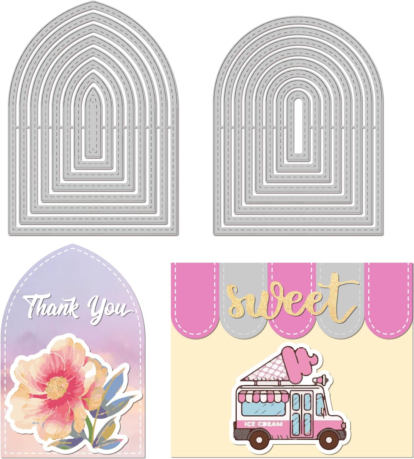 GLOBLELAND Arched Circle Cutting Dies for Card Making Dotted Line Cut Die for DIY Scrapbooking Journal Embossing Paper Craft Decor