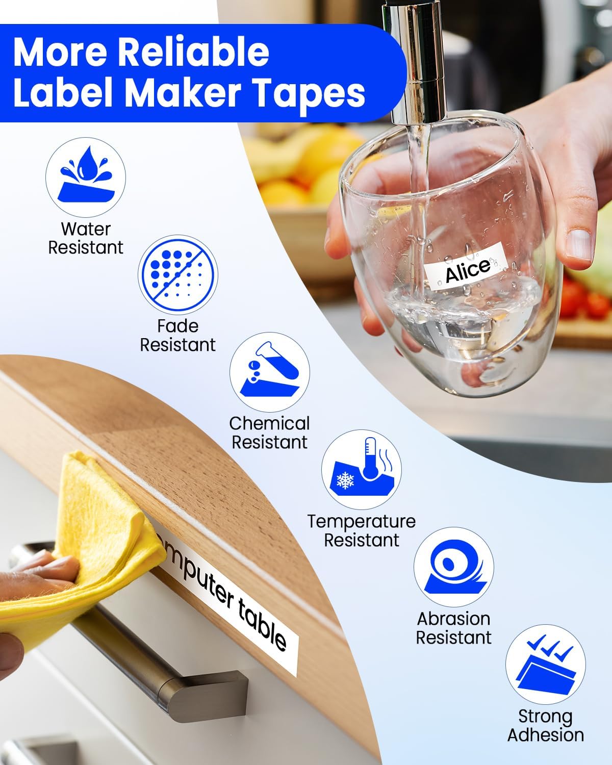 12 mm 0.47 Laminated White Tape, Replacement for Brother P Touch Label Maker Tape TZe-231 1/2" Black on White, TZE231 for PT-D210 D220 H110 D400 D410 D600 D610BT, 12mm x 8m, 10-Pack - Image 3