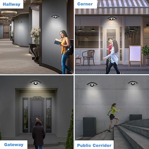 Miniatura 9 de XCOFZOB Luces LED con sensor de movimiento para exteriores, 18 W, 1500 lm, luz de pared LED IP65, impermeable, lámpara de pared de aluminio de 3000