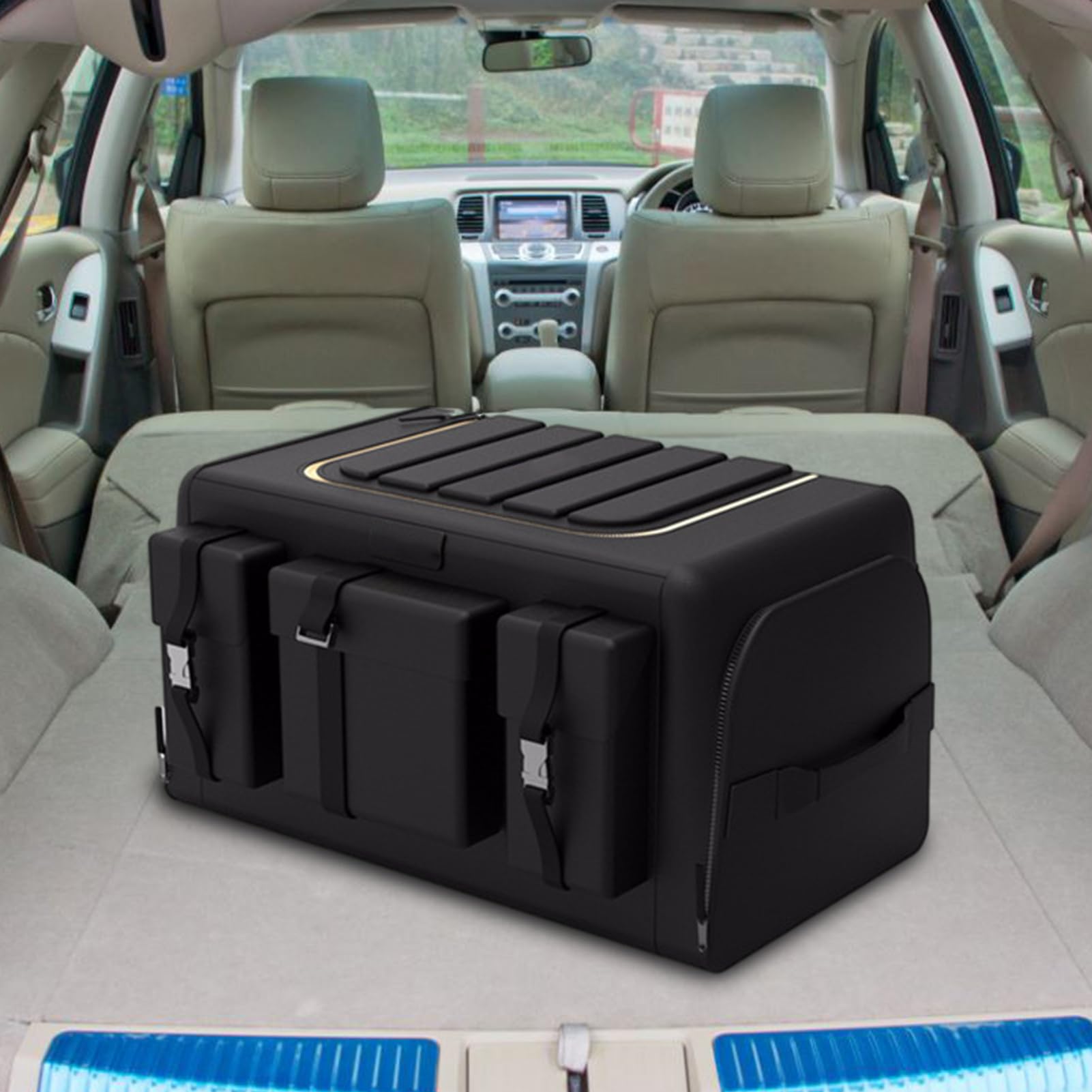 Organizador de camiones - maletero, soporte para alimentos, organizador de | SUV, contenedor de almacenamiento, carga para alimentos, equipos deportivos y kits de emergencia, coches ideales, vehículos
