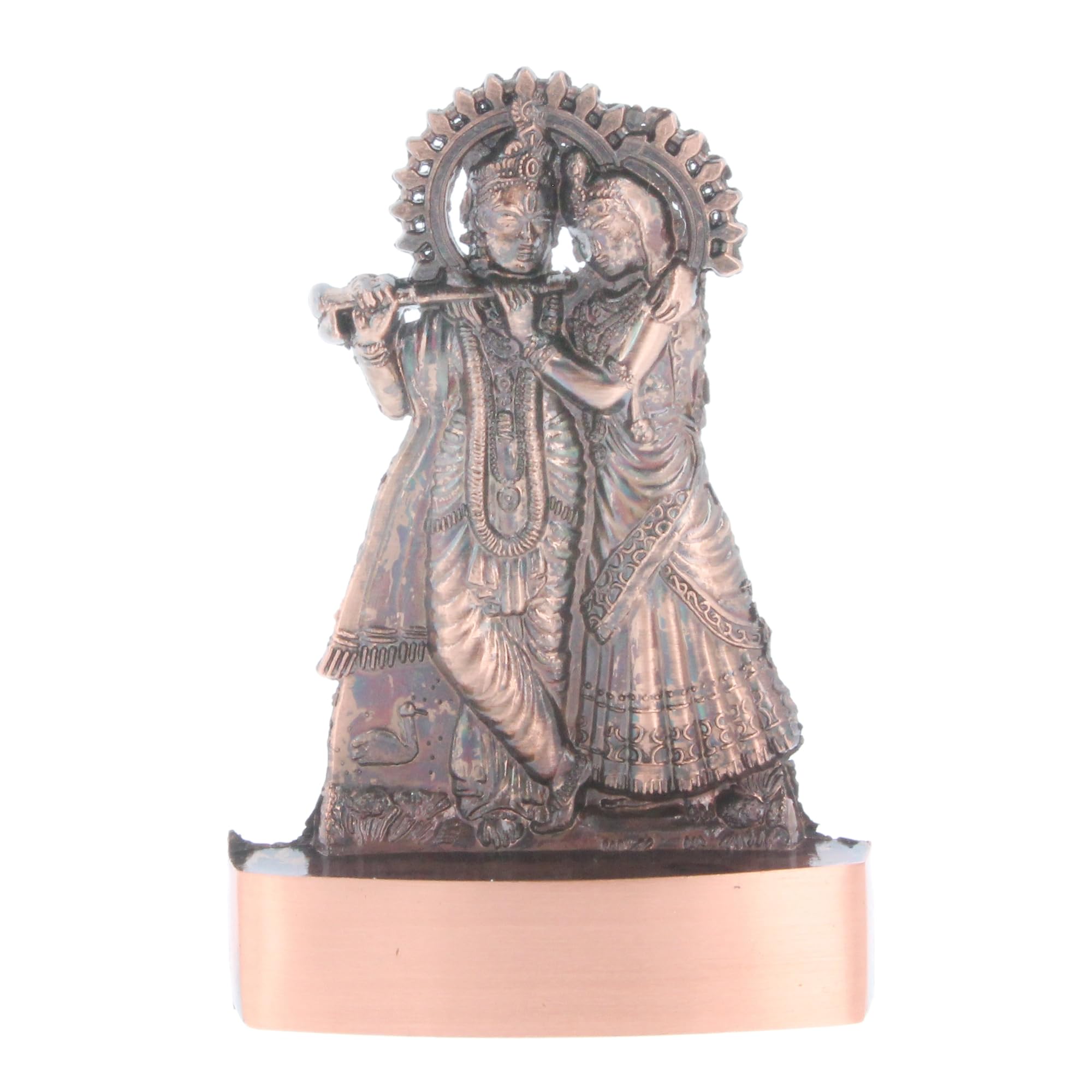 Indiabazaar Radha Krishna Statue Murti Copper Bronze Metal Small Radha Krishna Hindu Indian God Goddess for Car Dashboard Home Office Desk Mandir Temple Pooja Décor Diwali Wedding Gift