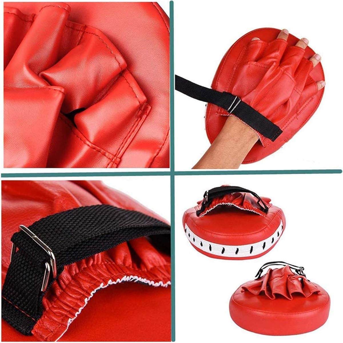 Cuscinetti Da Boxe In Pelle PU Con Imbottitura 3,8 Cm - Bersagli Curvi Per Allenamento MMA, Kickboxing, Taekwondo - Cinghie Regolabili Per Adulti E Bambini