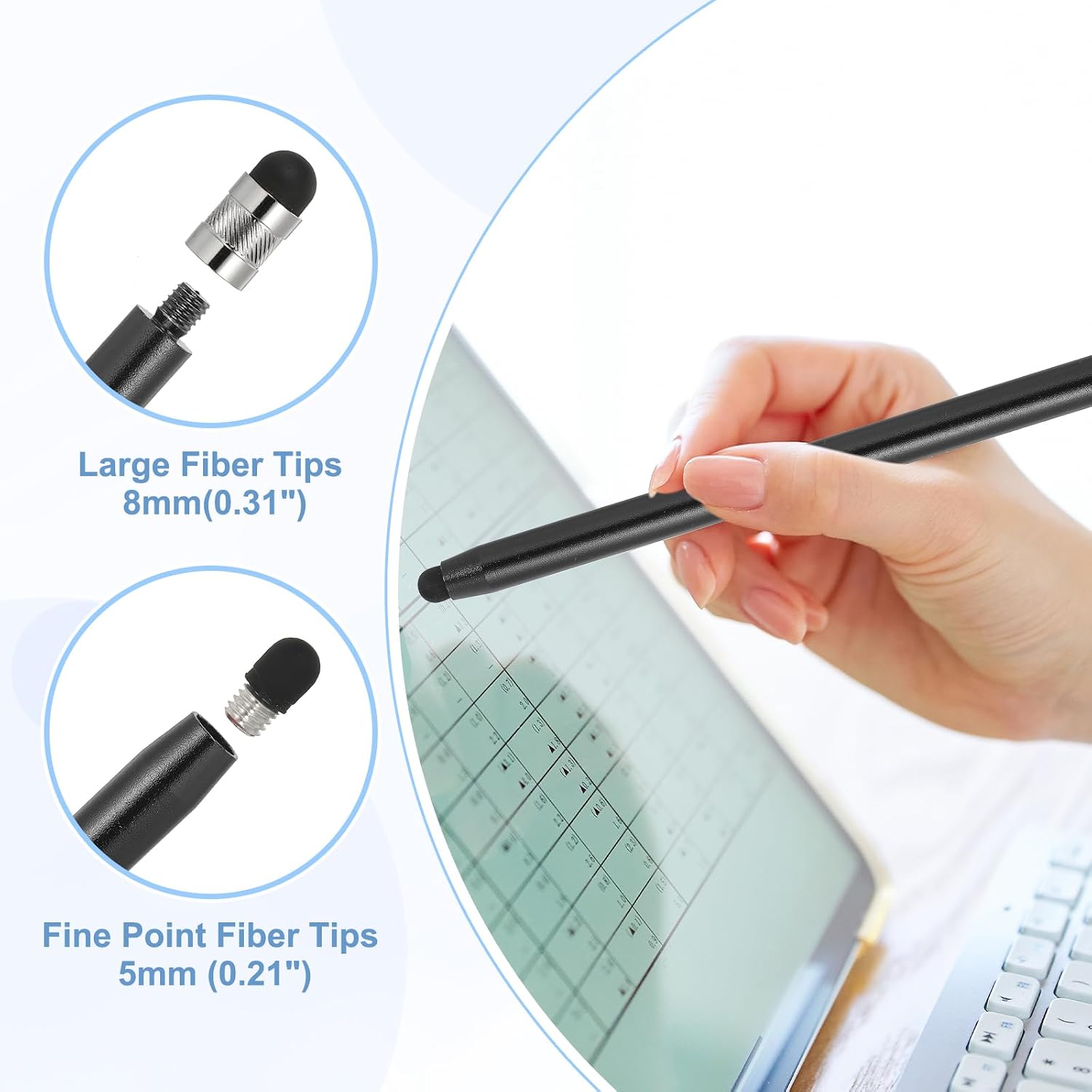 PATIKIL 5 Pcs Stylus Pens for Touch Screens, 2 in 1 High Sensitivity Universal Pen Capacitive Stylus for Phone Tablets Laptop Touch Screen Devices, Black