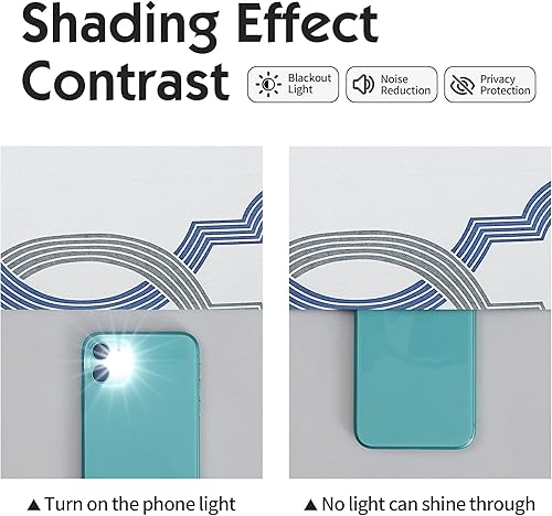 Miniatura 5 de Cortinas 100% opacas de 96 pulgadas de largo para dormitorio, cortina de ventana con patrón geométrico marroquí azul gris sobre blanco para sala de