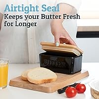 Vista 2 de PriorityChef Plato de Mantequilla Extra Grande con Tapa para Encimera, Envase de Mantequilla de Cerámica con Cubierta Hermética, Soporte