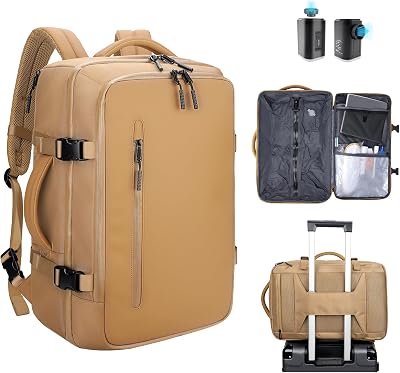 Vacuum Backpack,vacuum backpack travel with pump for travel,Water Resistant, Business,College,Camping (Khaki)