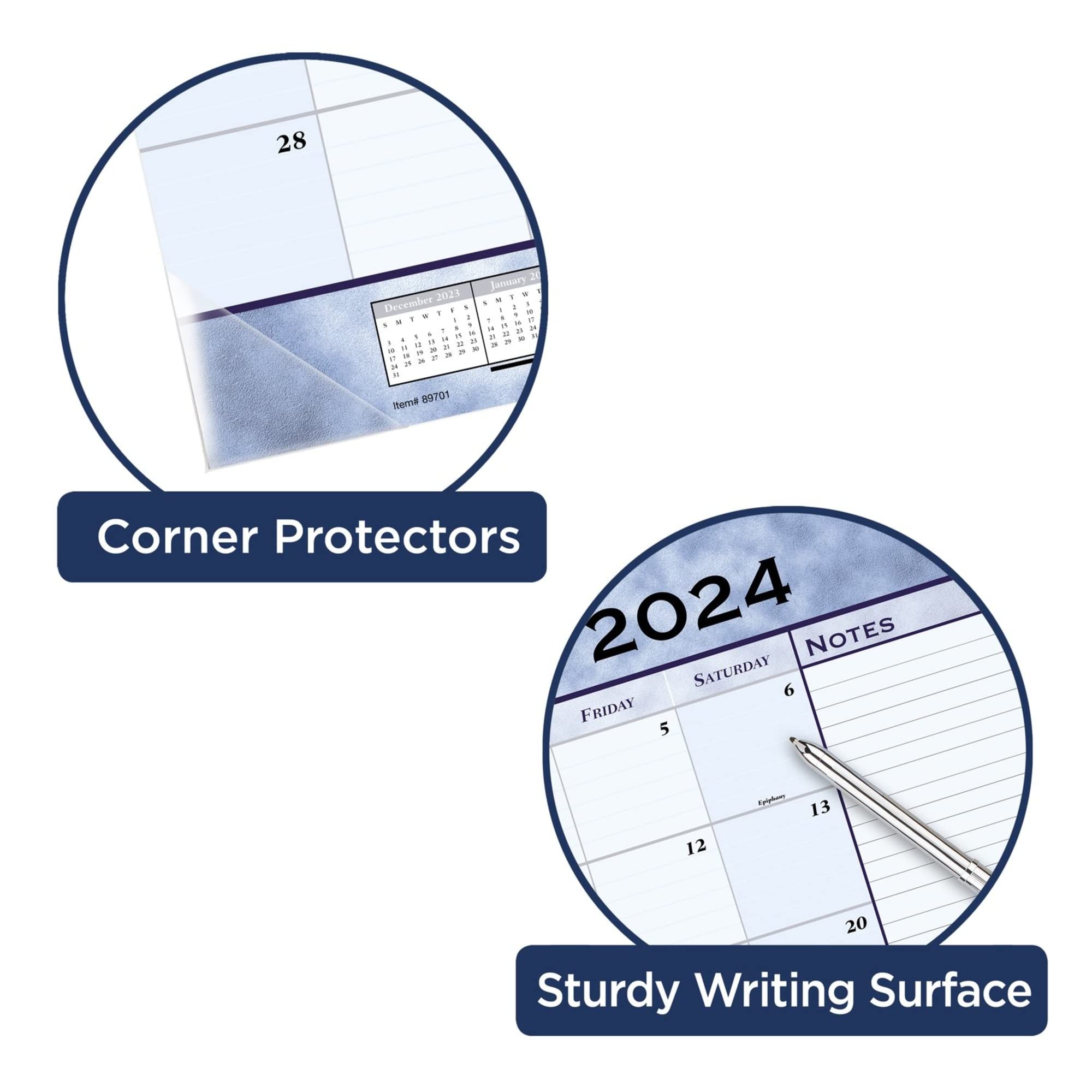 2024 AT-A-GLANCE® Monatlicher Schreibtischunterlage Kalender, 54,5 x 43,2 cm, Schieferblau, Januar bis Dezember 2024, 89701