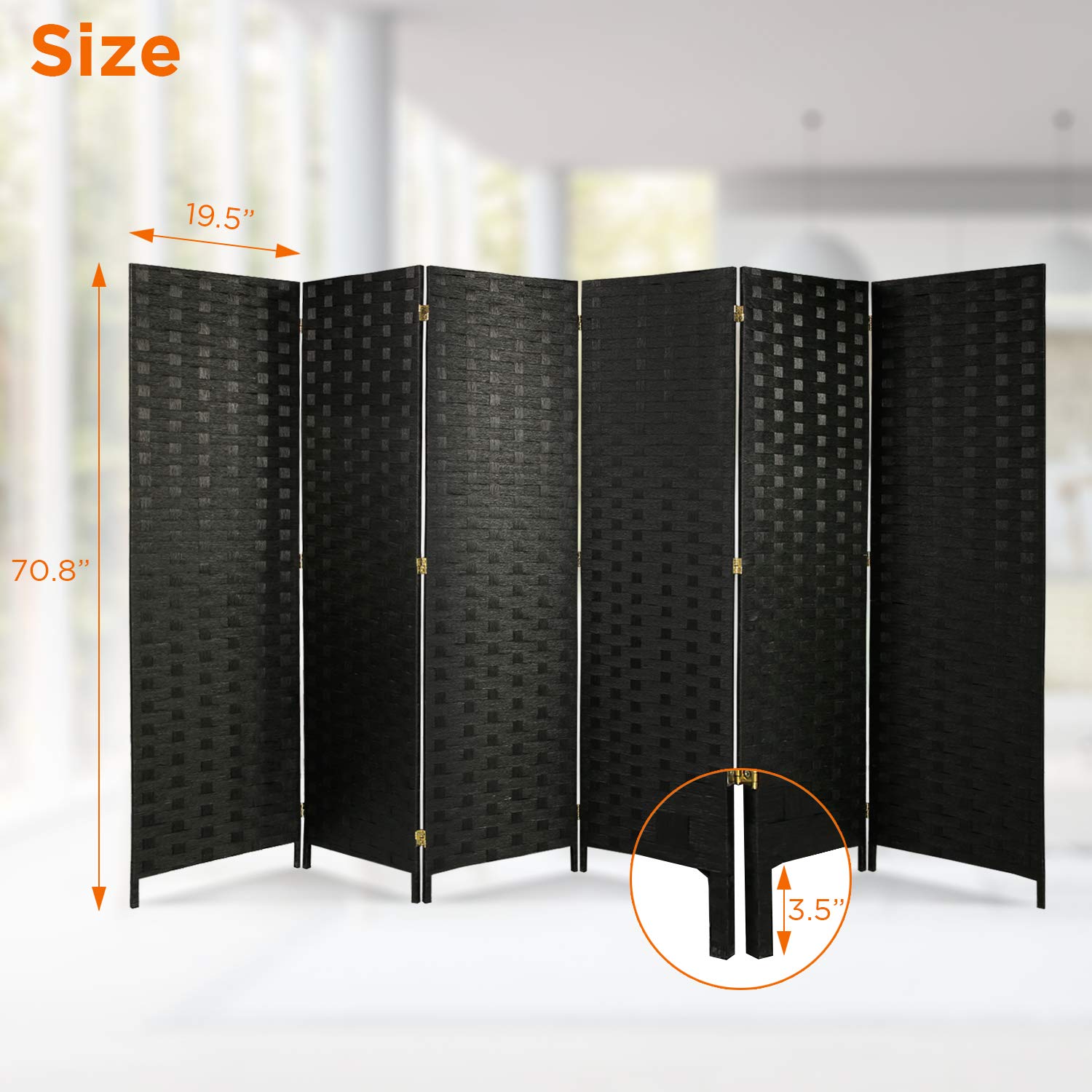 oneinmil 6ft Tall Folding Room Divider, Freestanding 6 Panels Room