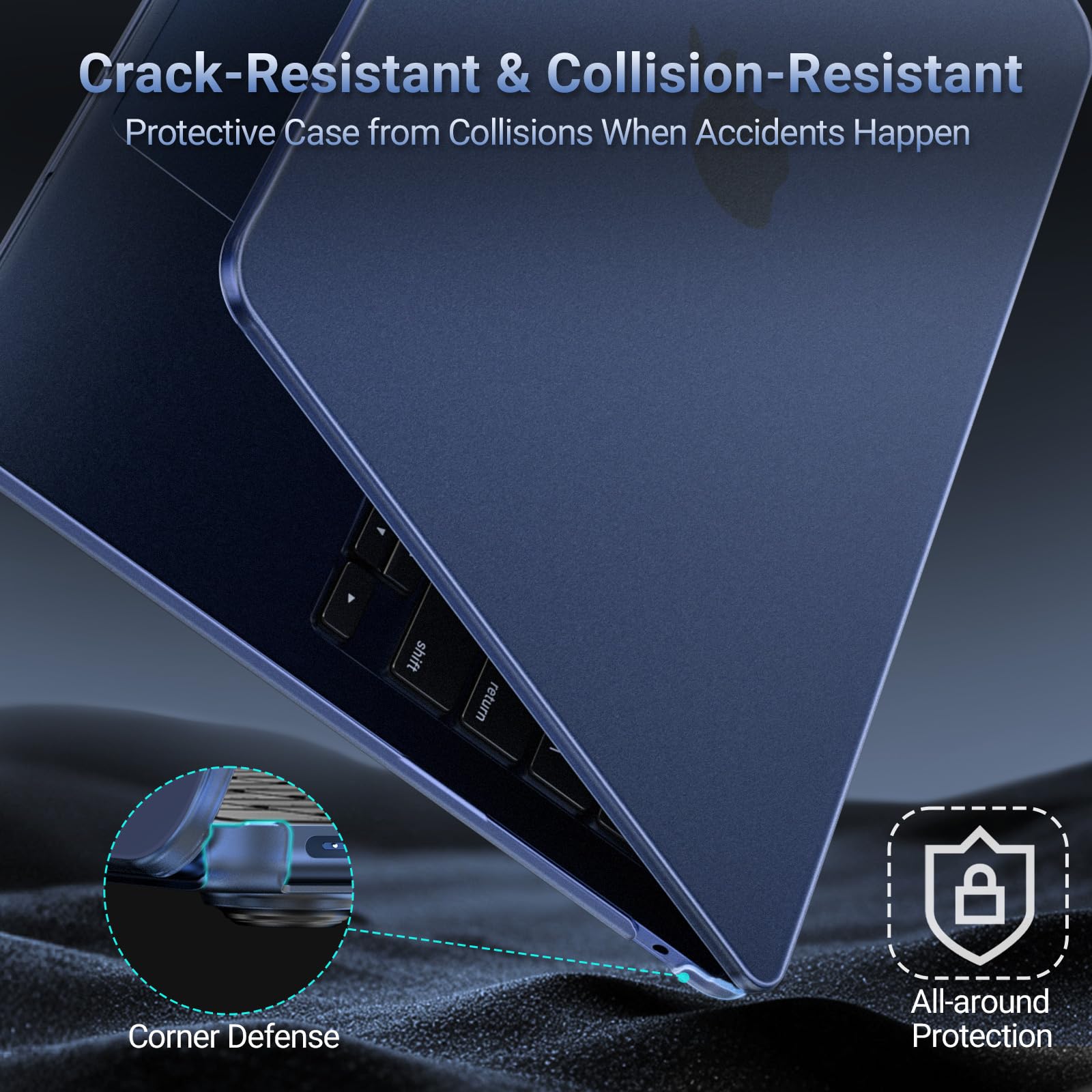 MOSISO Custodia Compatibile con MacBook Air 13 Cover M5 M4 M3 M2 2026-2022,Case Ultra Sottile,Precision Color & Anti-Impronta per MacBook Air 13,6 Cover A3449 A3240 A3113 A2681, Mezzanotte Chiaro