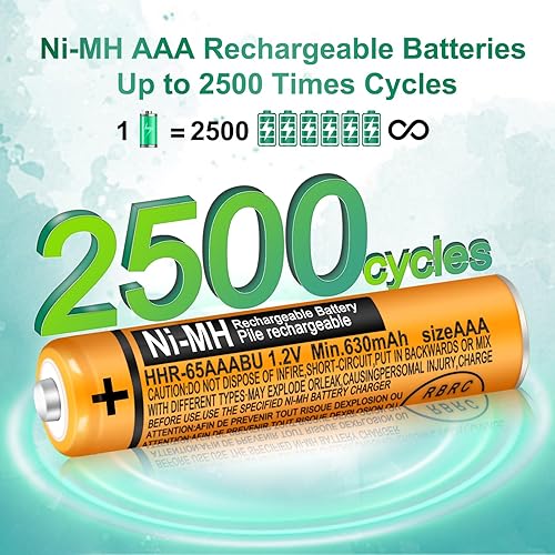 Miniatura 6 de Paquete de 8 pilas recargables HHR-65AAABU NI-MH de 1.2 V 630 mAh AAA para baterías de teléfono inalámbrico Panasonic