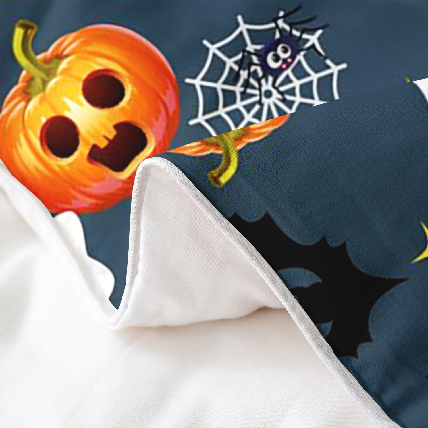 Ensemble De Literie Fantôme Dessin Animé Grand 7 Pcs, Silhouette Rose Kawaii Gothique Ensembles De Literie Décorations Citrouille D'Halloween Ensemble De Draps Avec Couette