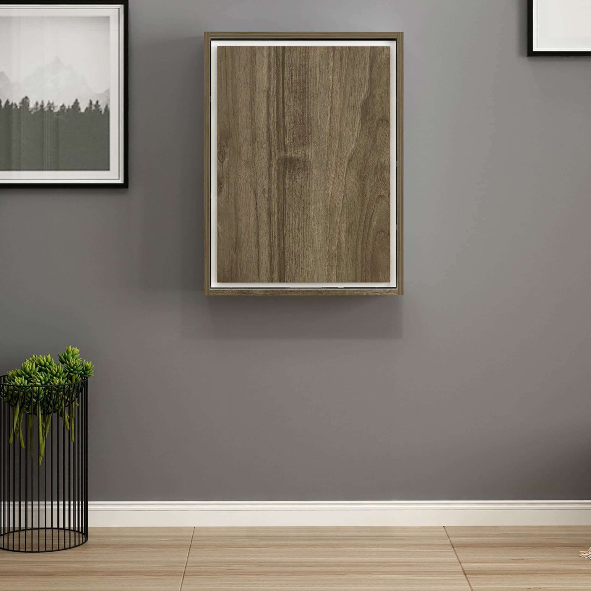 [en.casa] Escritorio Plegable de Pared Mesa de Cocina con Estantes para Habitaciones Pequeñas Aglomerado Plegado 82 x 62 x 16 cm Blanco/Nogal