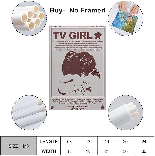 Miniatura 2 de Póster musical retro de TV Girl, póster de arte en lienzo y arte de pared, póster moderno para decoración del hogar, dormitorio, 12 x 18 pulgadas