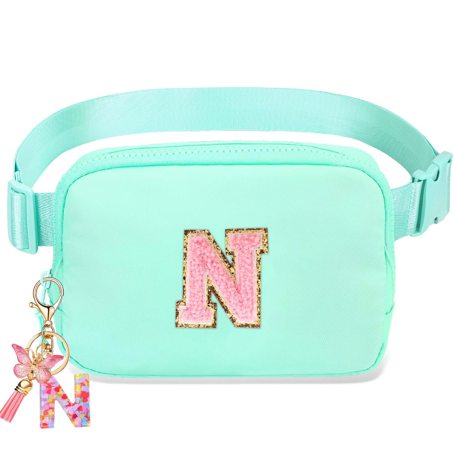 Belt Bag for Girls Gifts - Birthday Gifts for Teenager, Personalized Gifts for Mom Freind Sister Teacher, Graduation GiftsInitial Crossbody Bag Belt Bag for Women Mint Green N