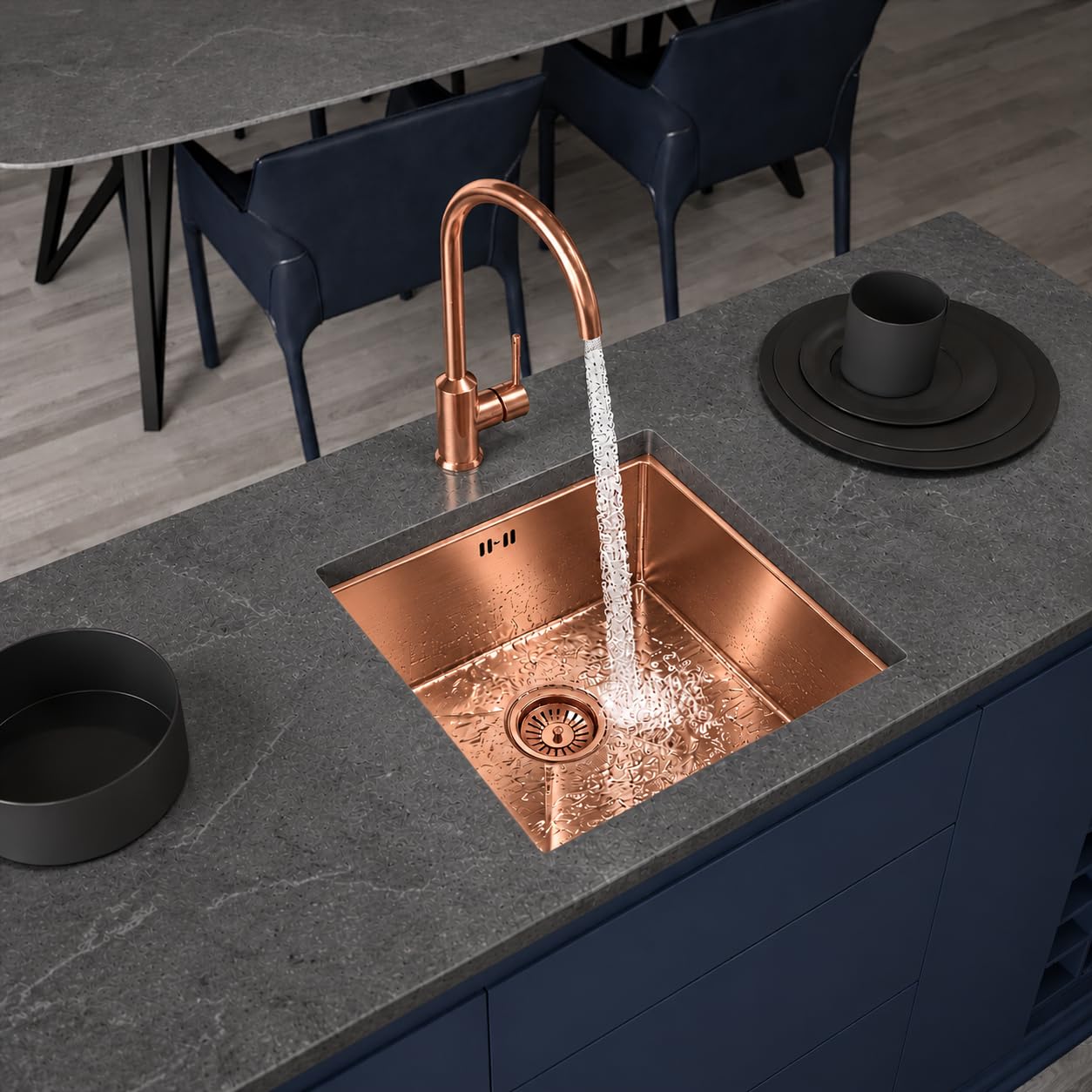 Liquida EL440CP 1.0 Bowl Copper PVD Undermount Kitchen Sink with Waste