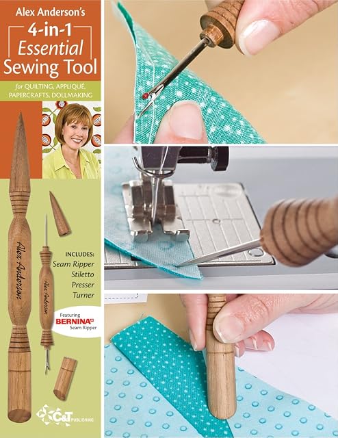 C&T Publishing Alex Anderson's 4-In-1 Essential Sewing Tool: Includes: Seam Ripper, Stiletto, Presser, Turner