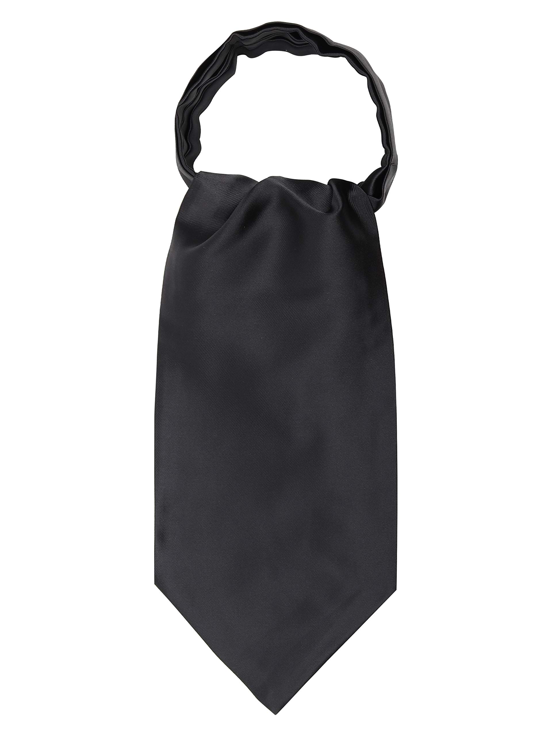 Wanying Men's E01 Plain Black Ascot Ties Cravat Ties Chic Jacquard Woven Ascot Necktie Scarf For Gentleman - Plain Black