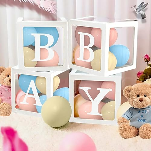Miniatura 5 de Decoraciones de revelación de género para baby shower, kit de arco de 176 globos rosas y azules, caja de bebé con letras para decoración de