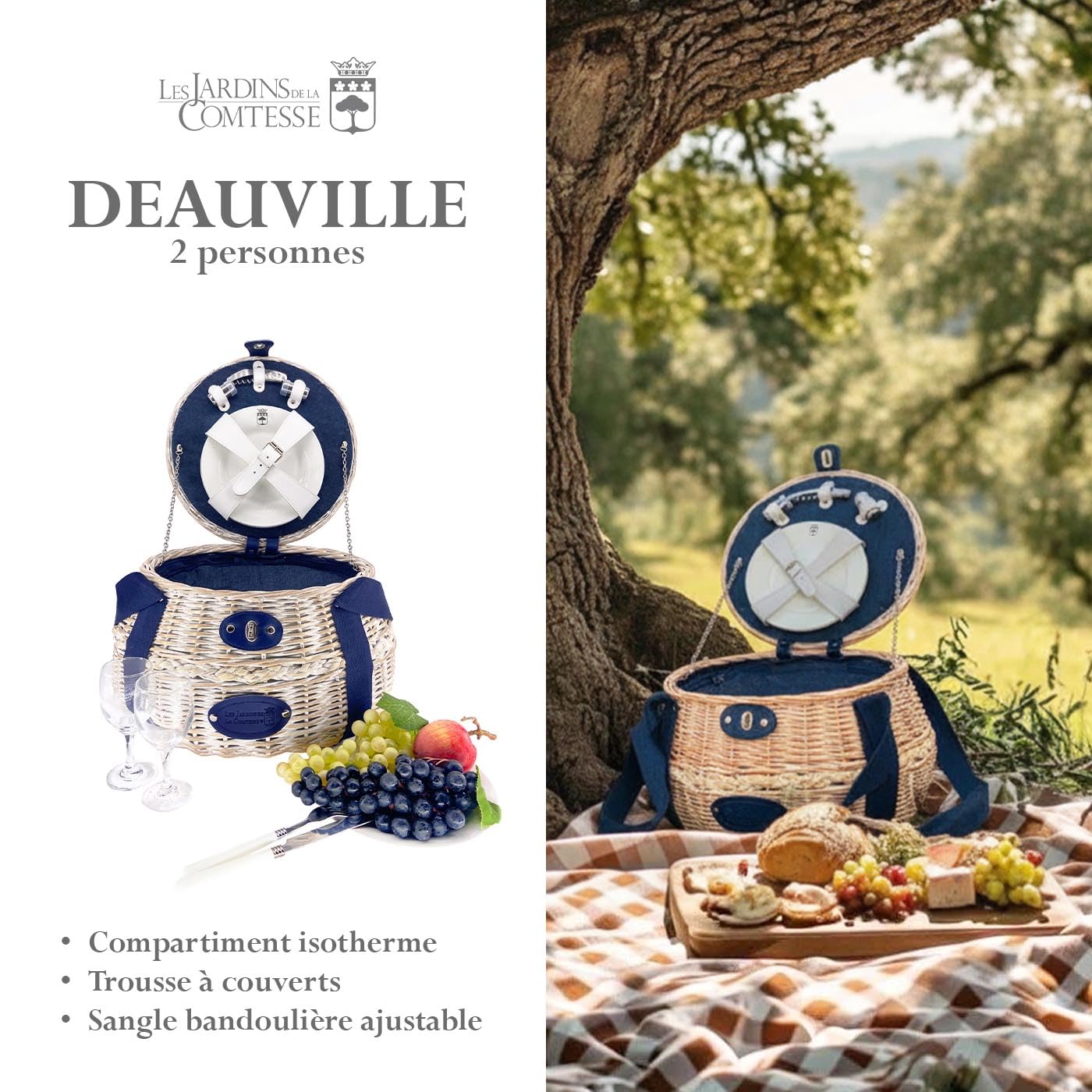 Les Jardins de la Comtesse - Cestino da picnic in vimini, Deauville - 2 persone