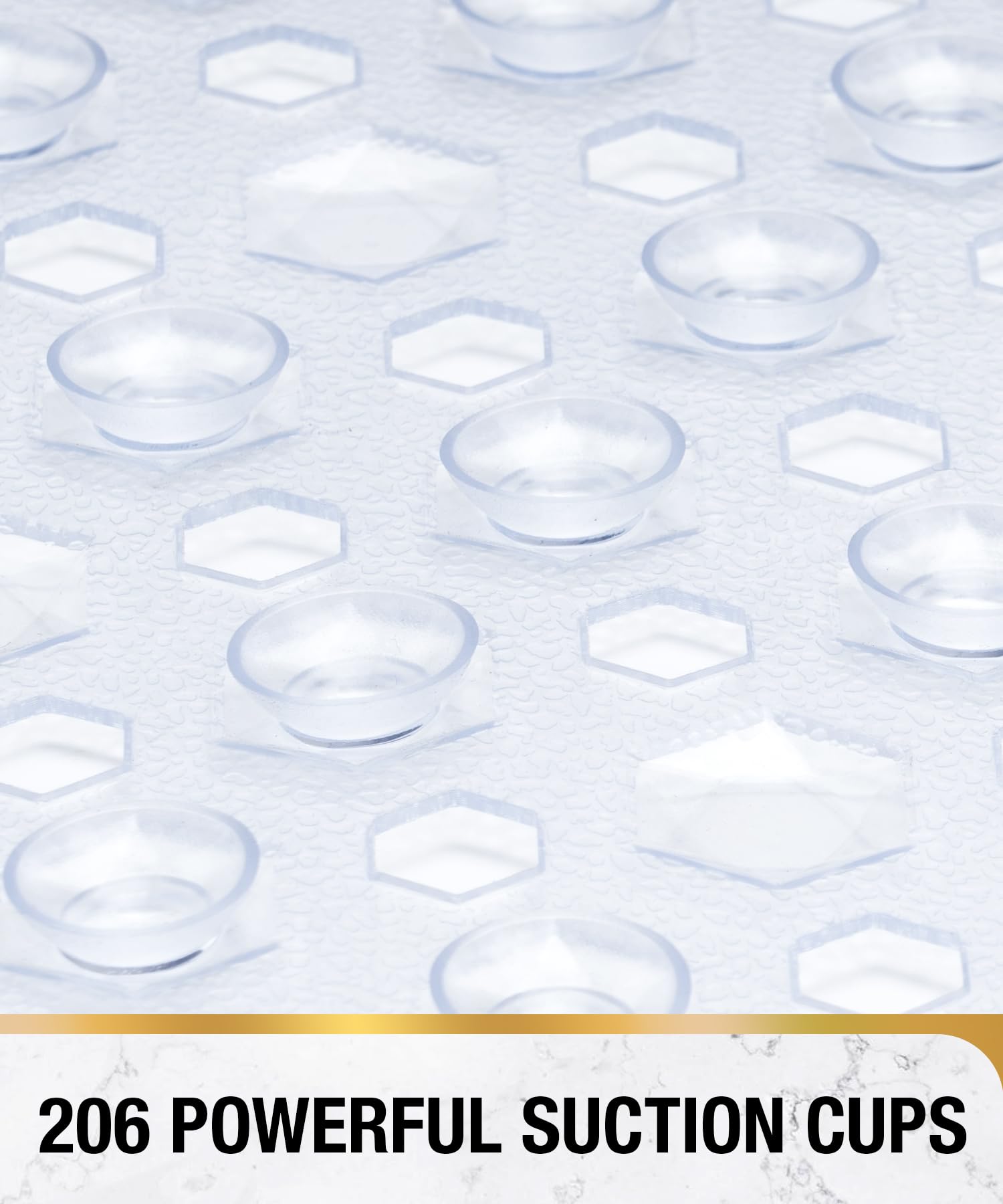 HITSLAM Tapis de Douche Antidérapant, Carré Tapis de Bain avec Ventouses 60x60cm sans BPA, Tapis de Baignoire Résistant à la Moisissure et Lavable en Machine, Transparent