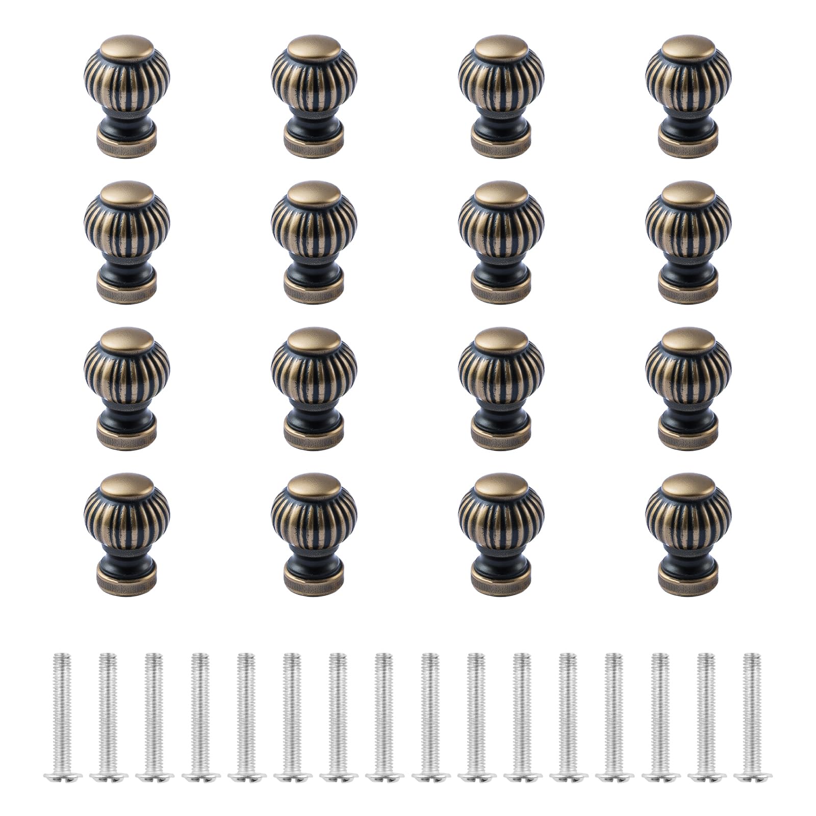 UFURMATE Mini Pumpkin-Shaped Cabinet Knobs, 16Pcs Zinc Alloy Pull Handles Antique Bronze Cabinet Knobs for Jewelry Box, Gift Case(13.5 * 19mm)