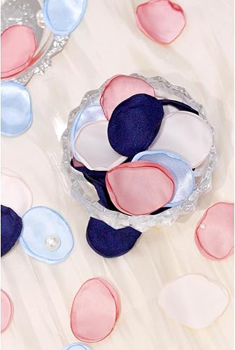 Miniatura 8 de Emivery 300 pétalos de rosa de seda, pétalos de flores artificiales verdes y dorados, pétalos de rosa falsos rústicos para bodas, centros de mesa y