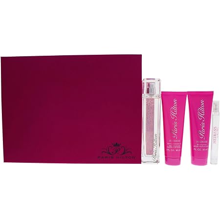 Amazon.com: Heiress by Paris Hilton - Juego de 4 piezas para mujer (incluye  spray Eau de Parfum de 3,4 oz + spray Eau de Parfum de 0,34 Eau de Parfum +  loción
