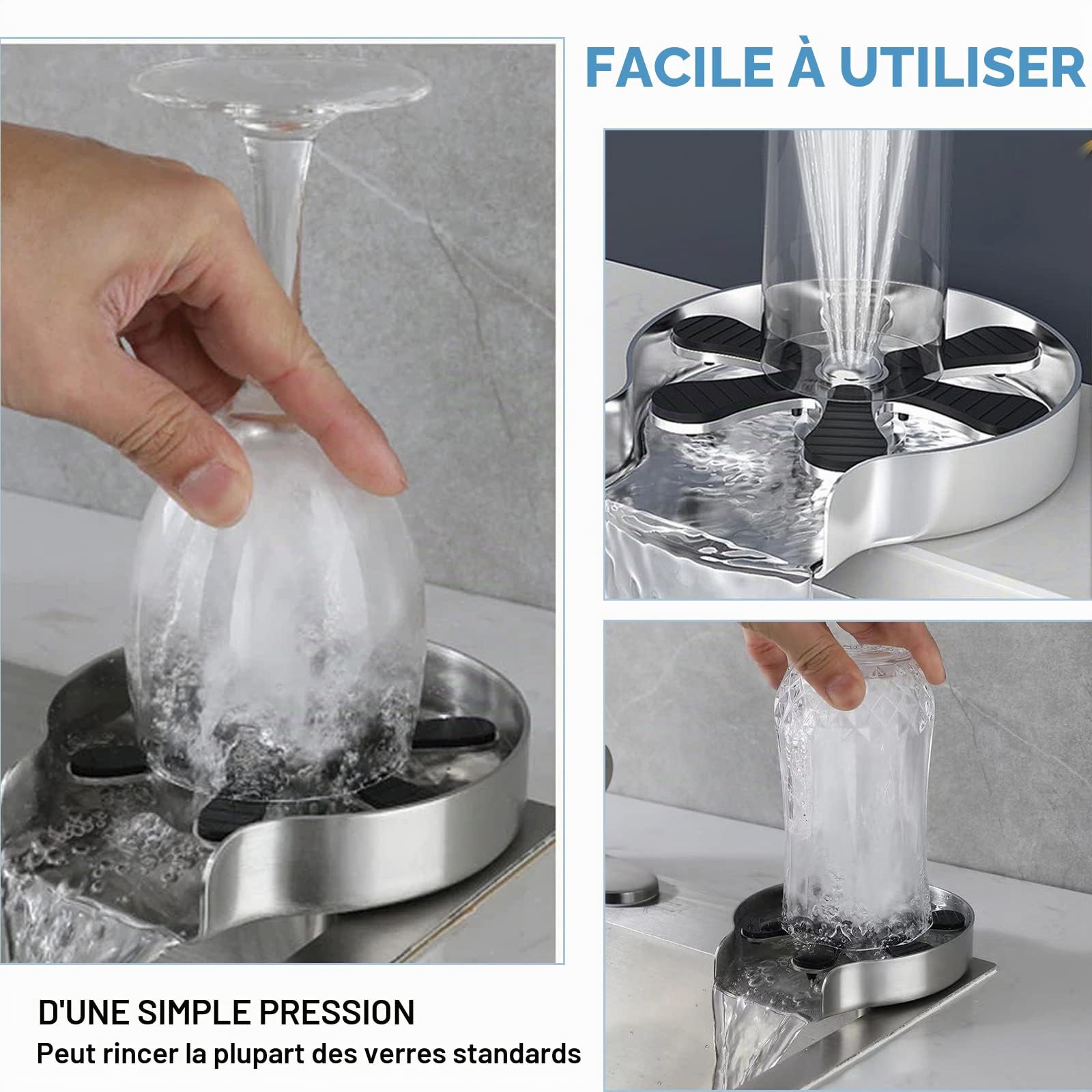 Rinsert de verre, Rinsert de bouteille, rinceur de verre pour évier de cuisine, Accessoires D'évier De Cuisine, Laveuse Automatique De Tasses