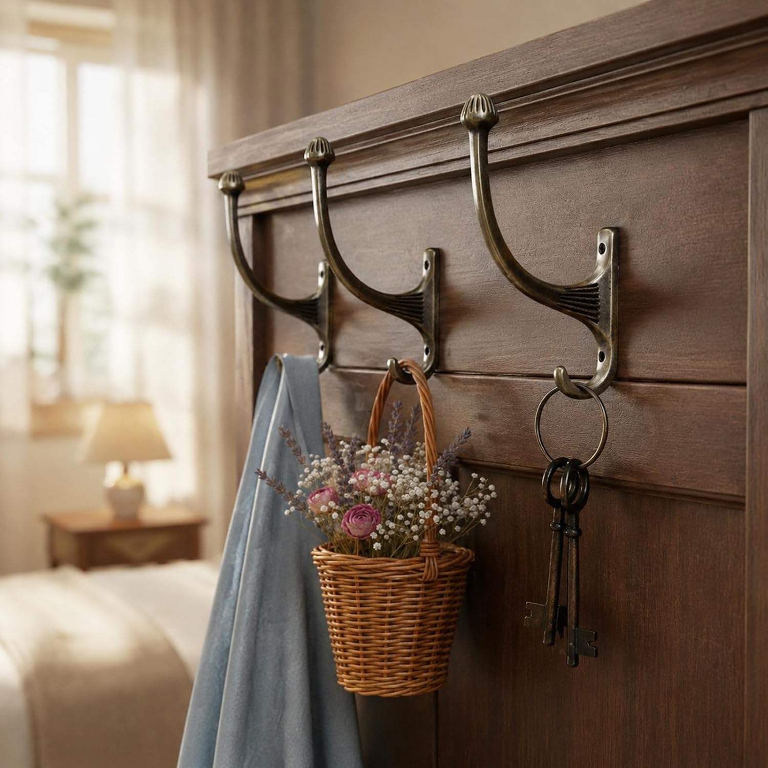 Yaocom 10 Pcs Double Prong Antique Bronze Towel Hook Wall Mounted Coat Hook image 4