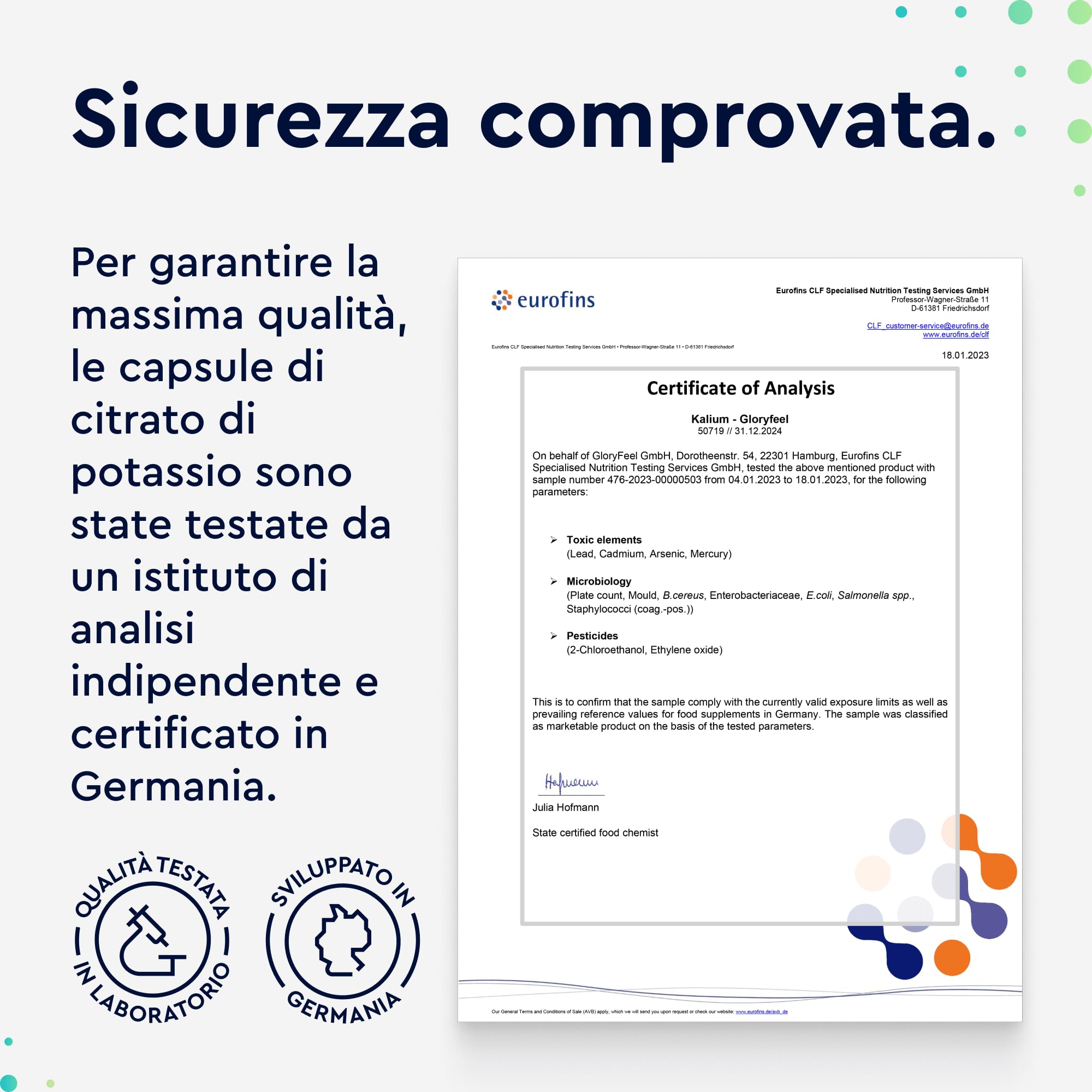 Potassio Integratore, 270 Capsule, Eletto PRODOTTO DELL'ANNO 2025, Vegano, 800mg Citrato di Potassio Puro, Scorta 4 Mesi, Supporto Muscoli Nervi e Pressione Sanguigna, Senza Additivi, 100% Vegan