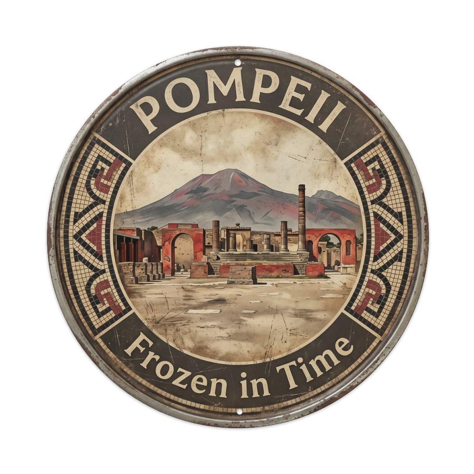 Vintage Travel Pompeii Ruins Italy Metal Tin Sign