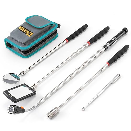 Telescoping Magnetic Pickup Tool Set, Inspection Mirror Telescoping, LED Flashlight,