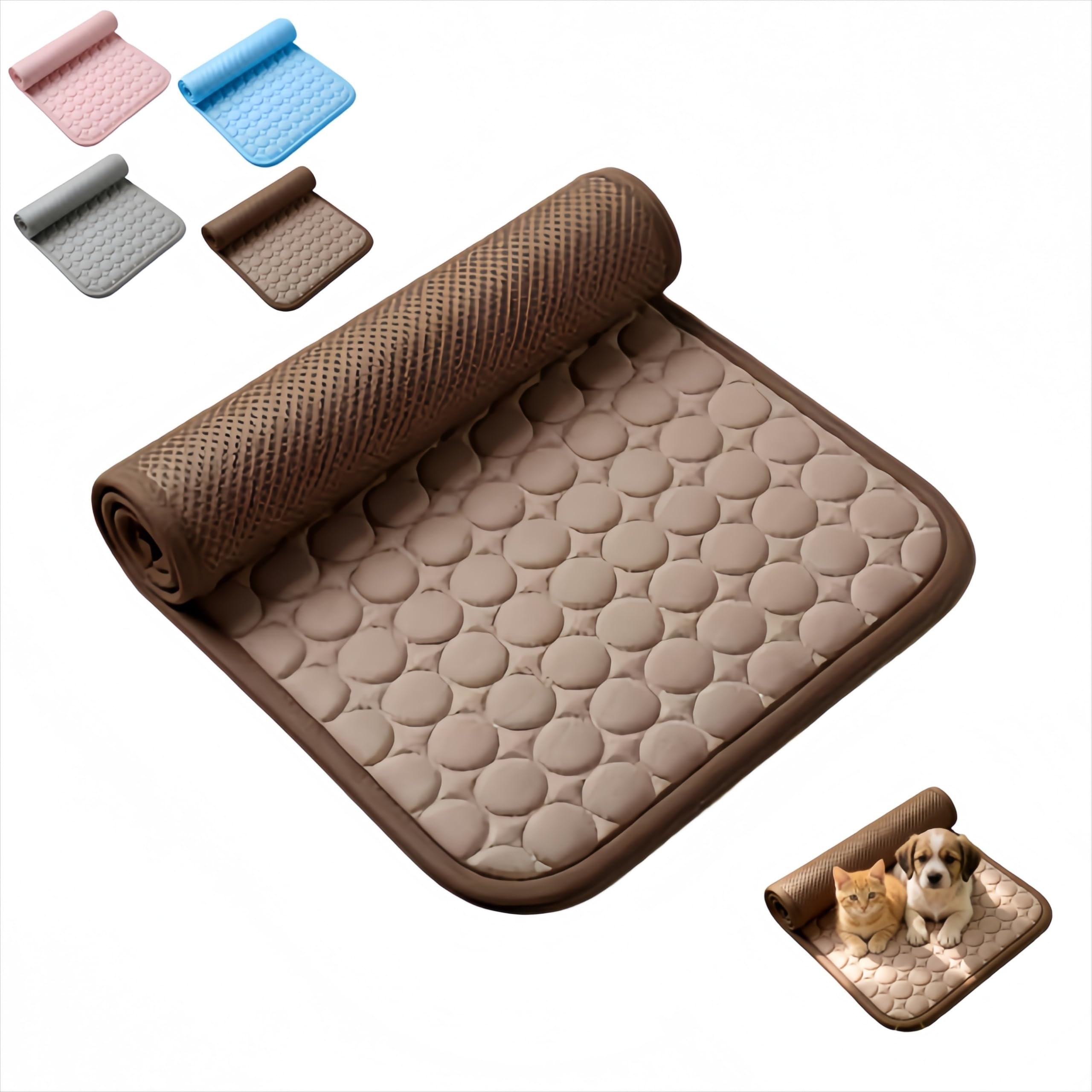 JXpxbao ChilKitur kühlmatte für Hunde und Katzen | Ice-Silk Continuous Cooling Mat (Coffee,L-70X55CM)