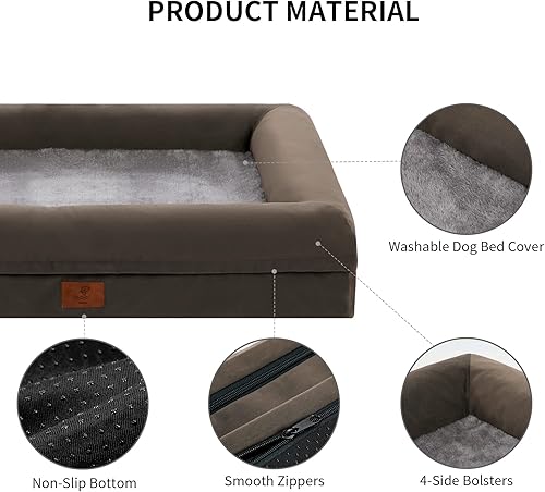 Vista 69 de Cama ortopédica para perros pequeños, cama impermeable para cachorros con funda extraíble lavable, cama de espuma para perros pequeños con respaldo