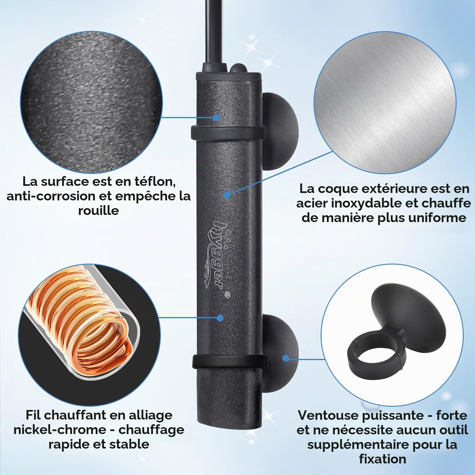 hygger Mini Chauffage Aquarium, 25W Submersible Betta Chauffages pour Aquarium avec Contrôleur Externe Affichage Numérique, Chauffage Aquarium Tortue Adapté Réservoirs d'eau Douce Jusqu'à 20L