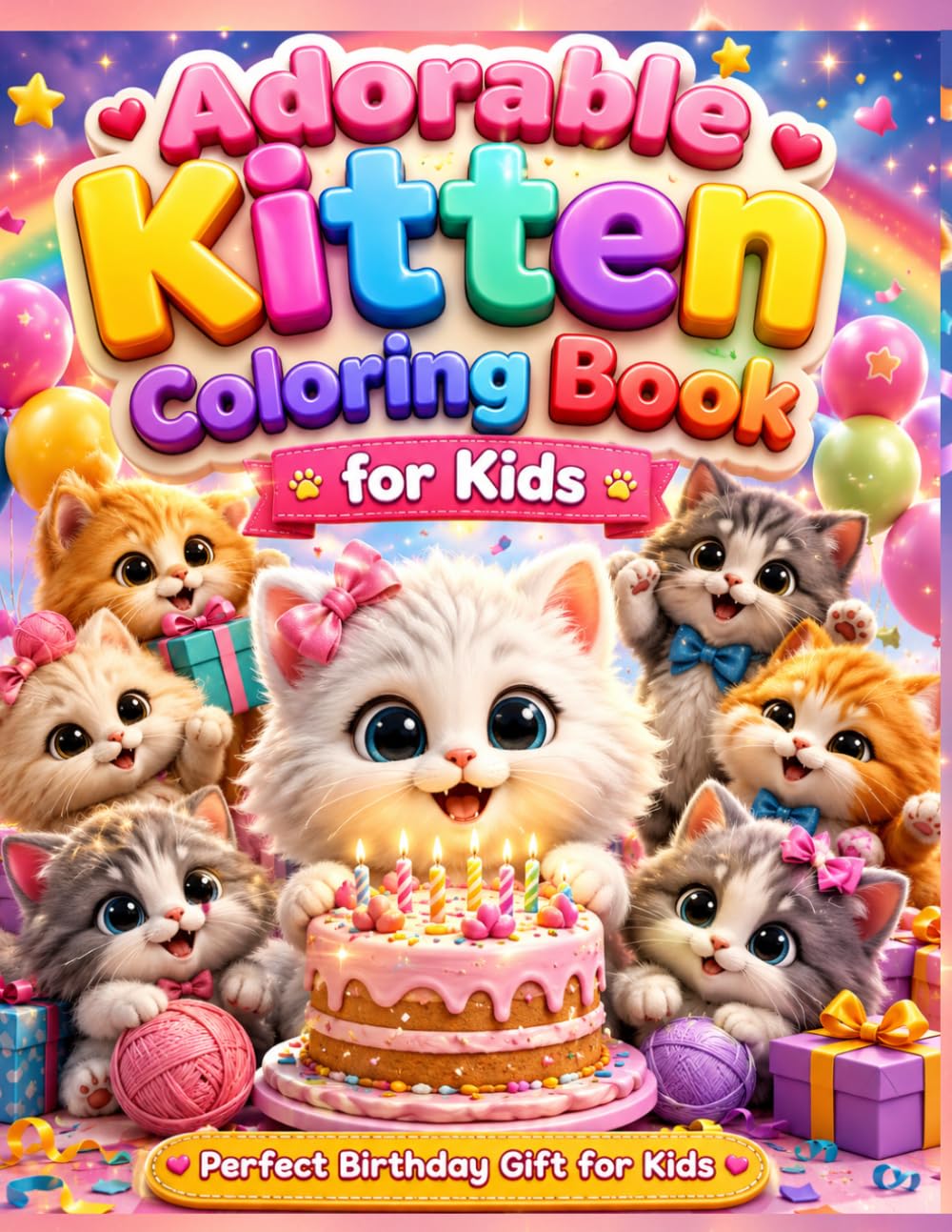 Adorable Kitten Coloring Book for Kids: Easy Cat and Kitten Coloring Pages with Easy Outlines for Kids, Beginners & Christmas Coloring Fun and Perfect ... Gift for Kids (Adorable Cats Coloring Books)